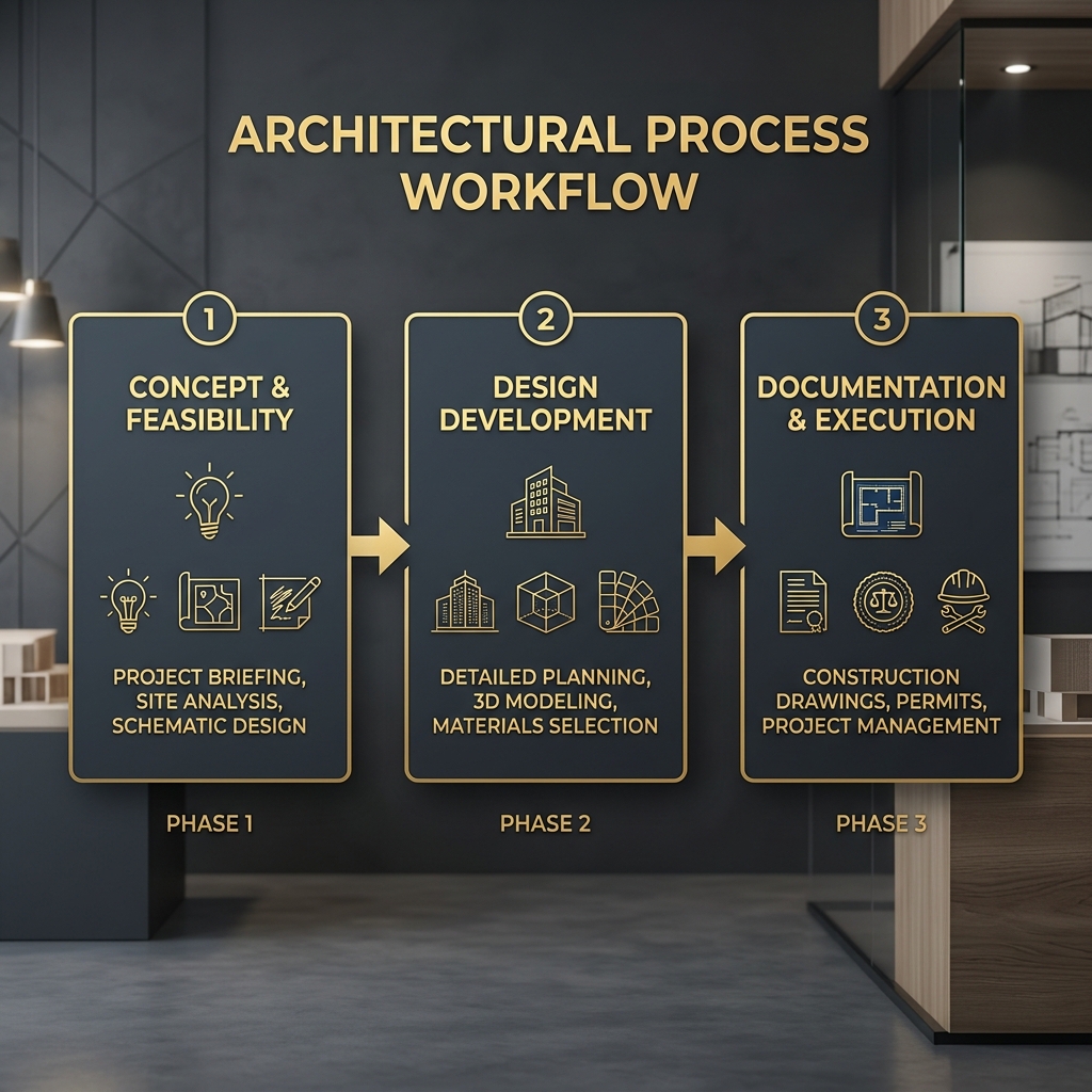 Architectural 3-Step De-Risking Workflow Cards
