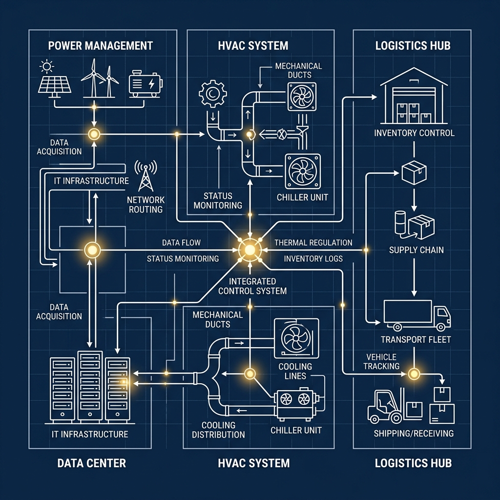 Macro Convergence Diagram: AI Cooling, Infrastructure & Reshoring